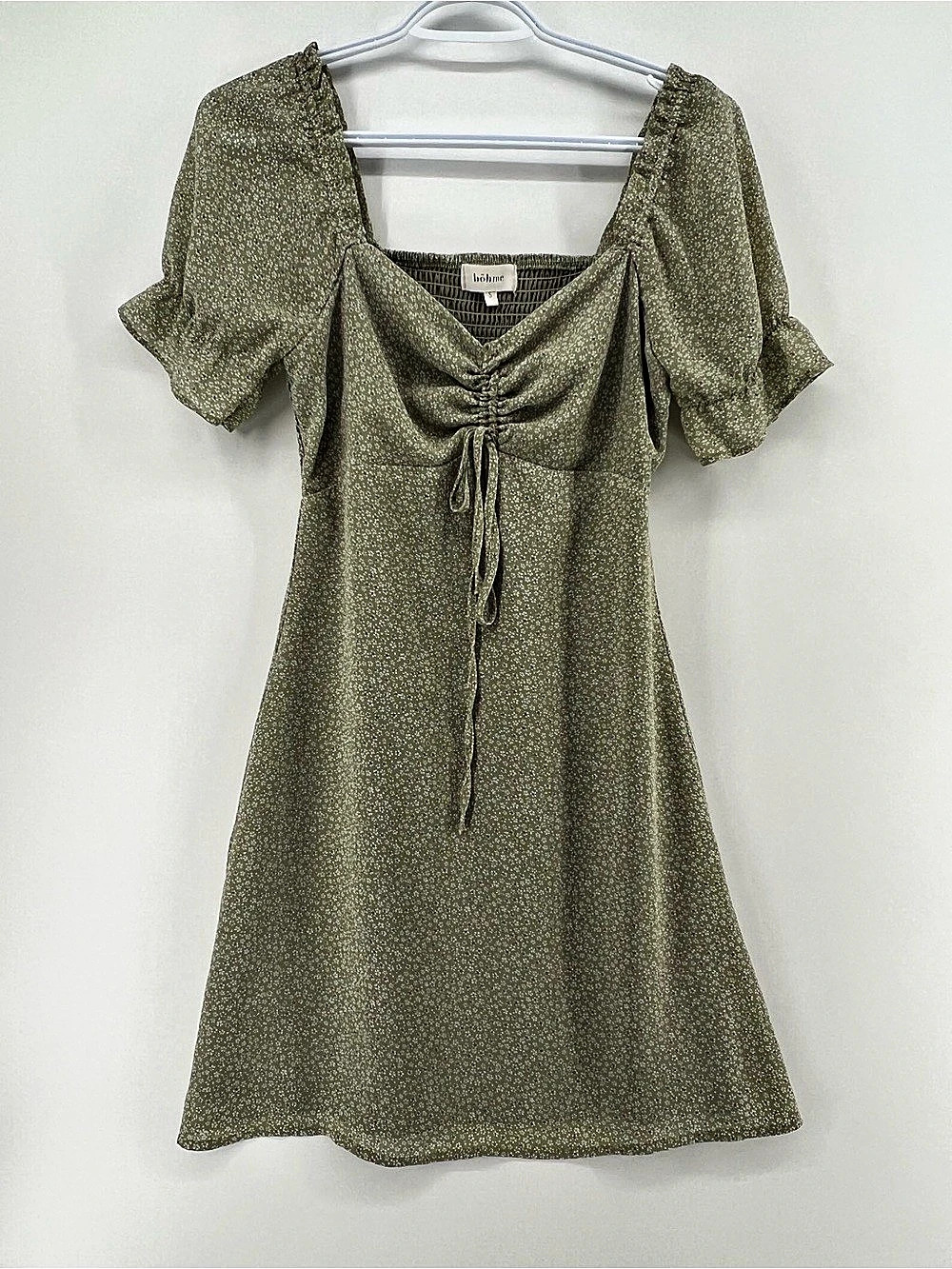 bohme Women’s Small Green Floral Fairycore Mini Dress